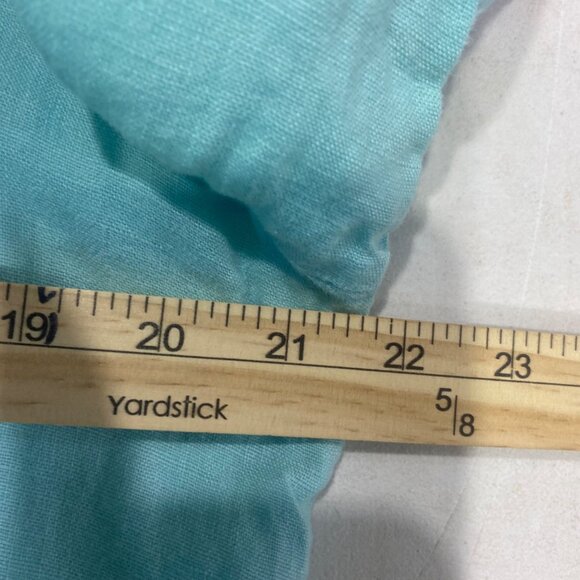 JM Collection Linen Top Womens Size 14 Teel Button Up 3/4 Sleeves Studded Pocket - Picture 10 of 14